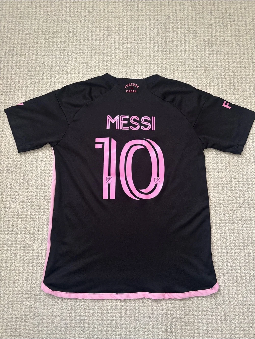 adidas Black & Pink Kids Soccer Jersey with Crew Logo